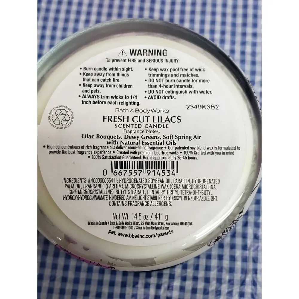 BBW Fresh Cut Lilacs Large 3 Wick Candle Spring Home Fragrance Decor